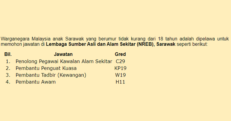 Sekitar alam sarawak sumber lembaga asli dan Jawatan Kosong