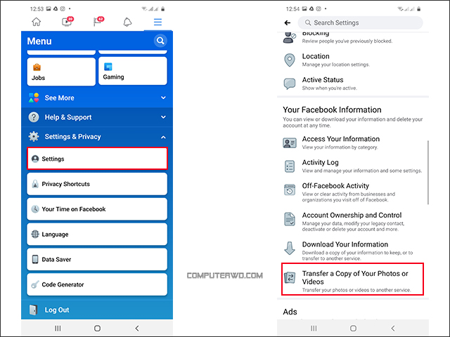 كيفية نقل الصور والفيديوهات من فيسبوك لتطبيق Photos بالهاتف عالم الكمبيوتر computer-wd from facebook mobile