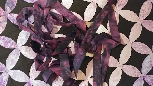 Purple ombre orange peel quilt with Island Batik fabrics