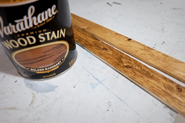 wood stain golden mahogany test strips