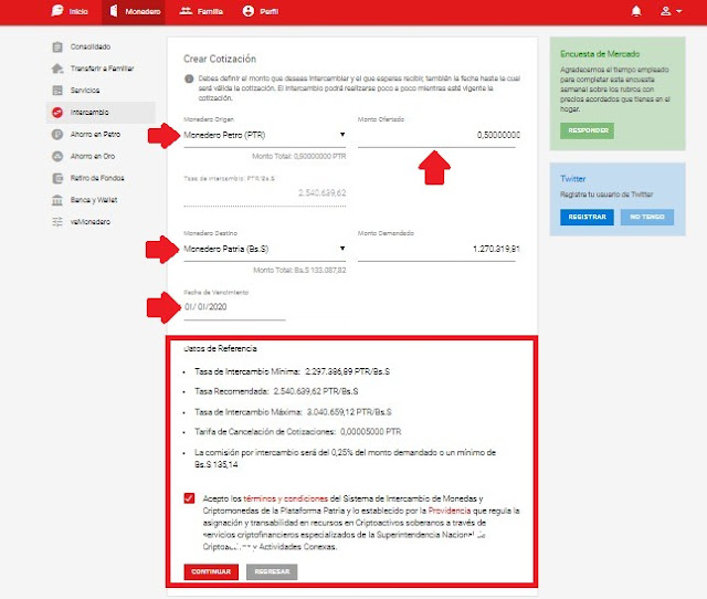 El Parroquiano Sistema Patria permite convertir los petros a Bs.S con