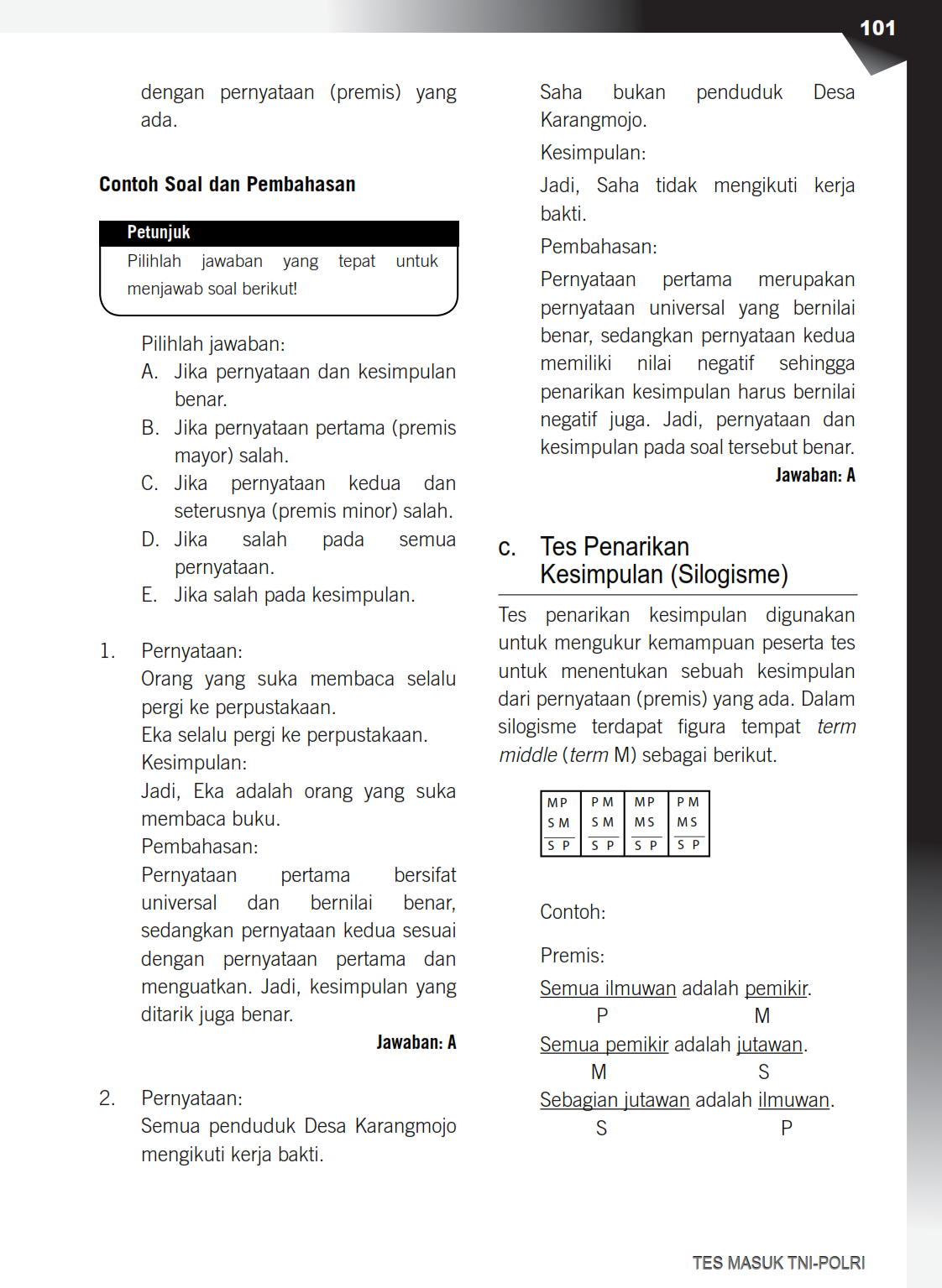 Top Bank Semua Jenis Soal Tes Masuk TNI POLRI Paling