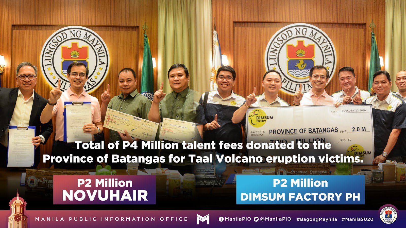 Yorme Isko donates Php4 million from talent fee to victims of Taal eruption