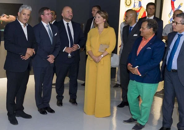 Prince Guillaume and Princess Stephanie arrived in Casablanca-Settat, Morocco. She wore floral print blouse, yellow dress