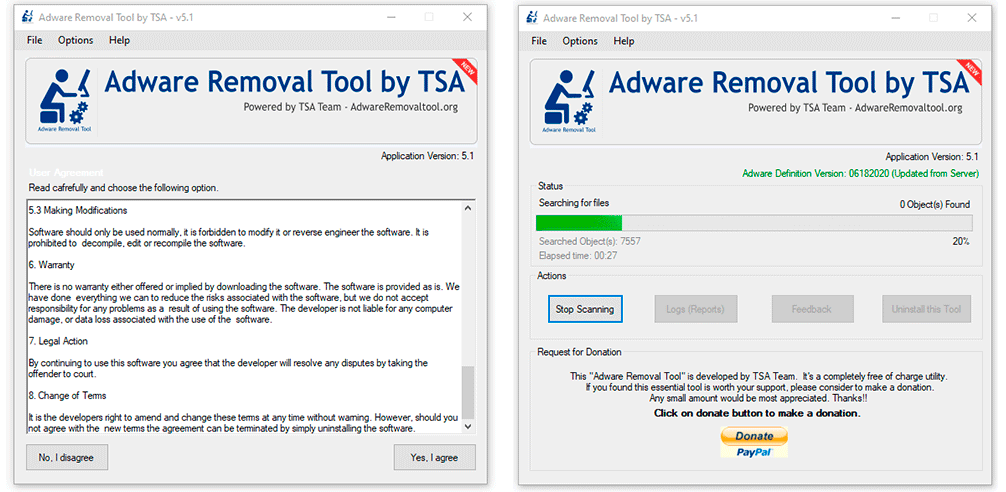 Usando Adware Removal Tool
