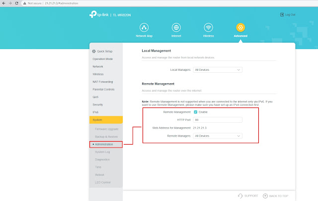 Remote Management TP-Link TL-WR820N