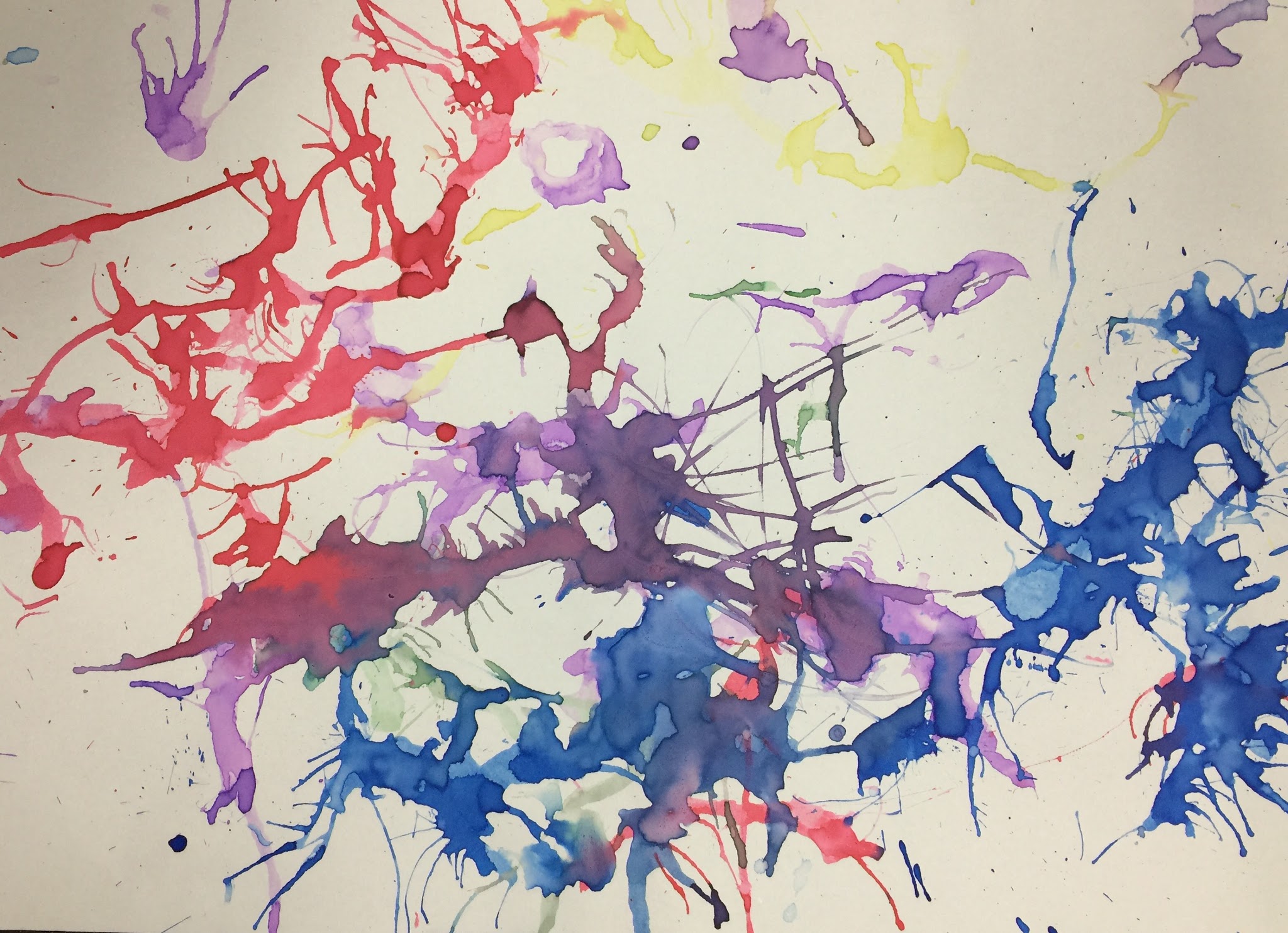 Mrs. Harris' art room Jackson Pollock painting kindergarten art lesson