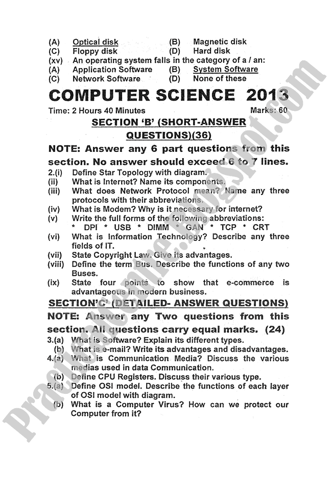Computer-science-2013-five-year-paper-class-XI