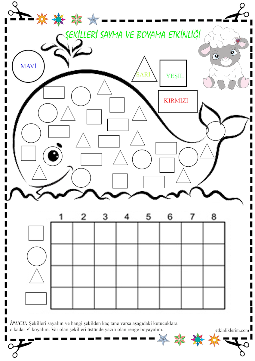 Şekilleri Sayma ve Boyama Etkinliği – 2