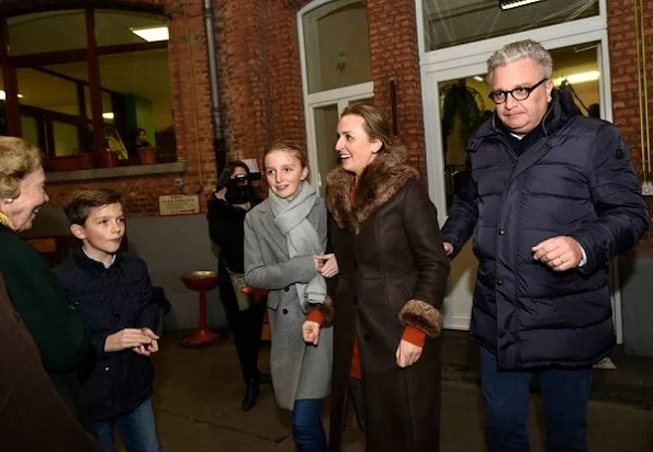 Prince Laurent, Princess Claire, Prince Nicolas, Prince Aymeric and Princess Louise of Belgium visited a shelter for the homeless and their dogs