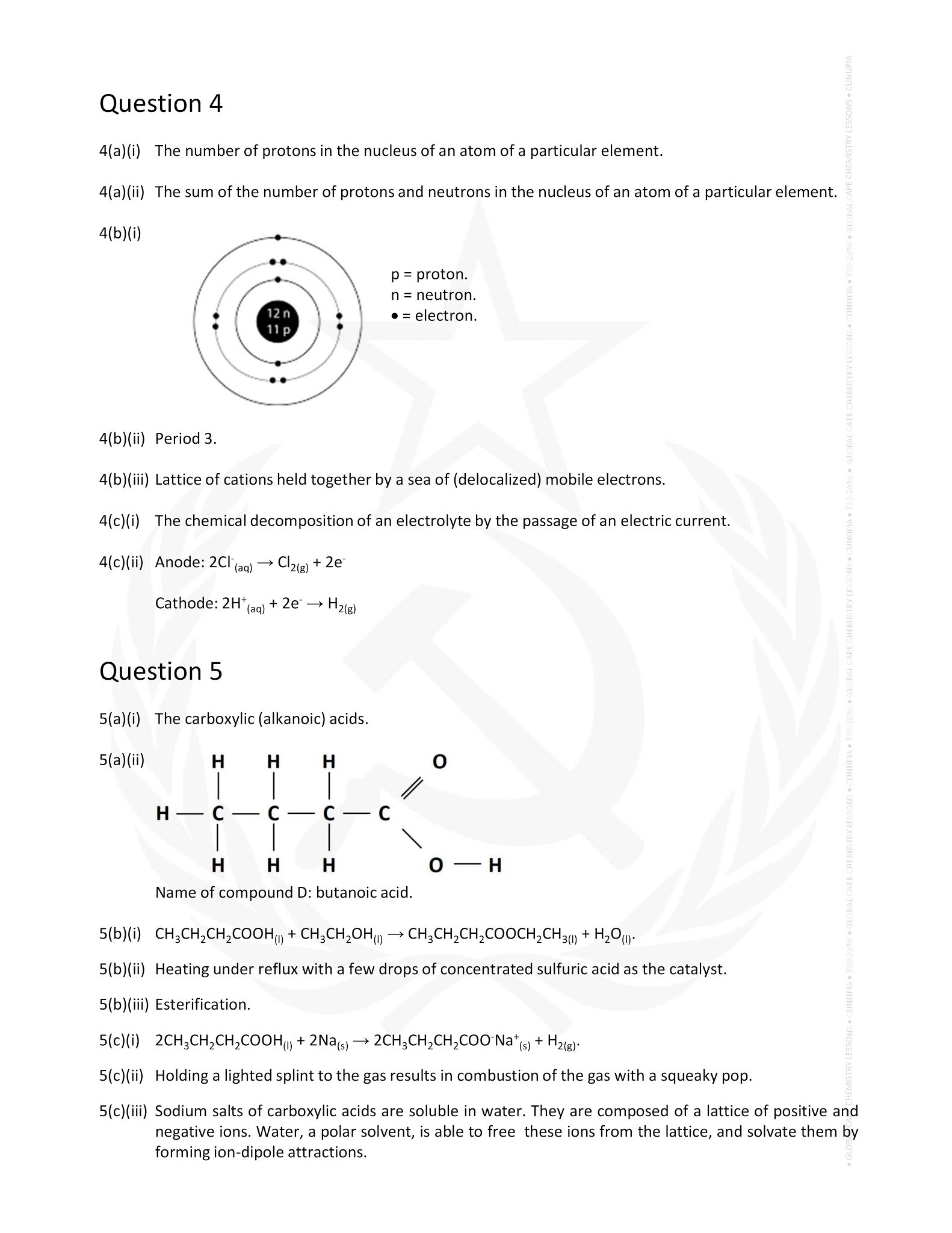 CXC Chemistry - Answers And Support: CSEC Chemistry January 2019 P2
