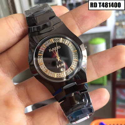 đồng hồ nam dây đá ceramic đen bóng RD T481400