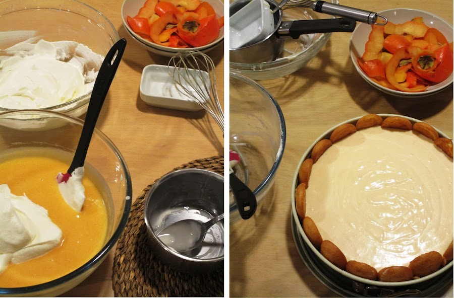 Carlota o Charlota de caquis y mandarinas - Elaboración Paso 3