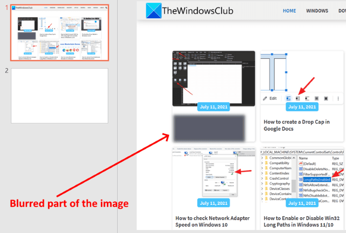 เบลอบางส่วนของภาพใน powerpoint