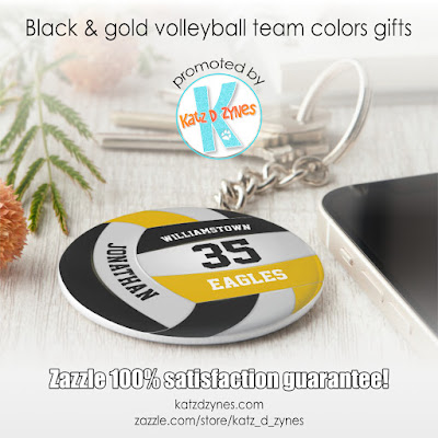Volleyball black and gold team colors gifts