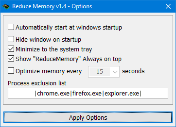 Reduce memory options