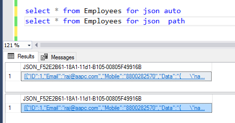 Create table with JSON type in SQL Server 2016. - AspTricks.net