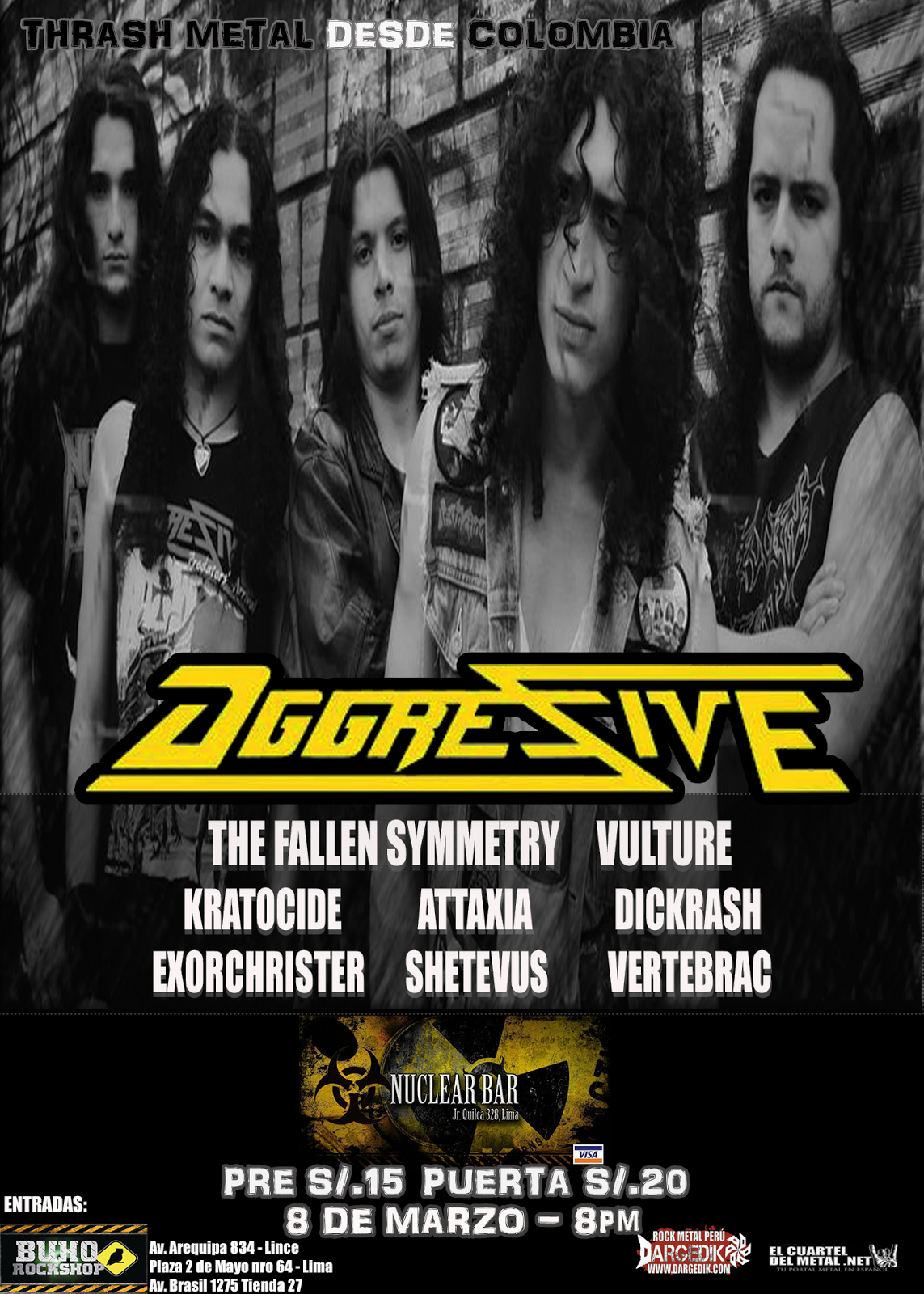 AGGRESSIVE EN LIMA Thrash metal desde Colombia este 08 Marzo