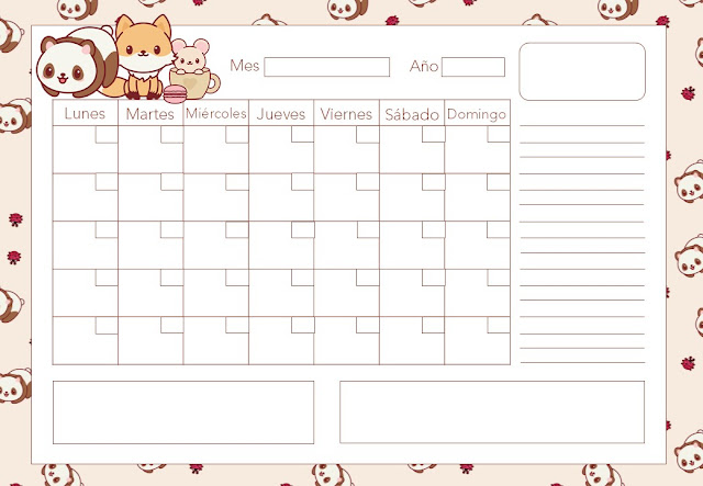 Calendario anotador imprimible en colores