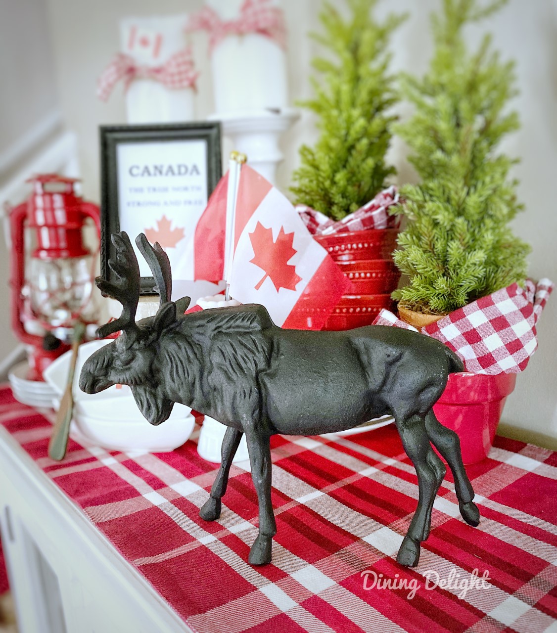 Dining Delight Canada Day Decor on Kitchen Sideboard