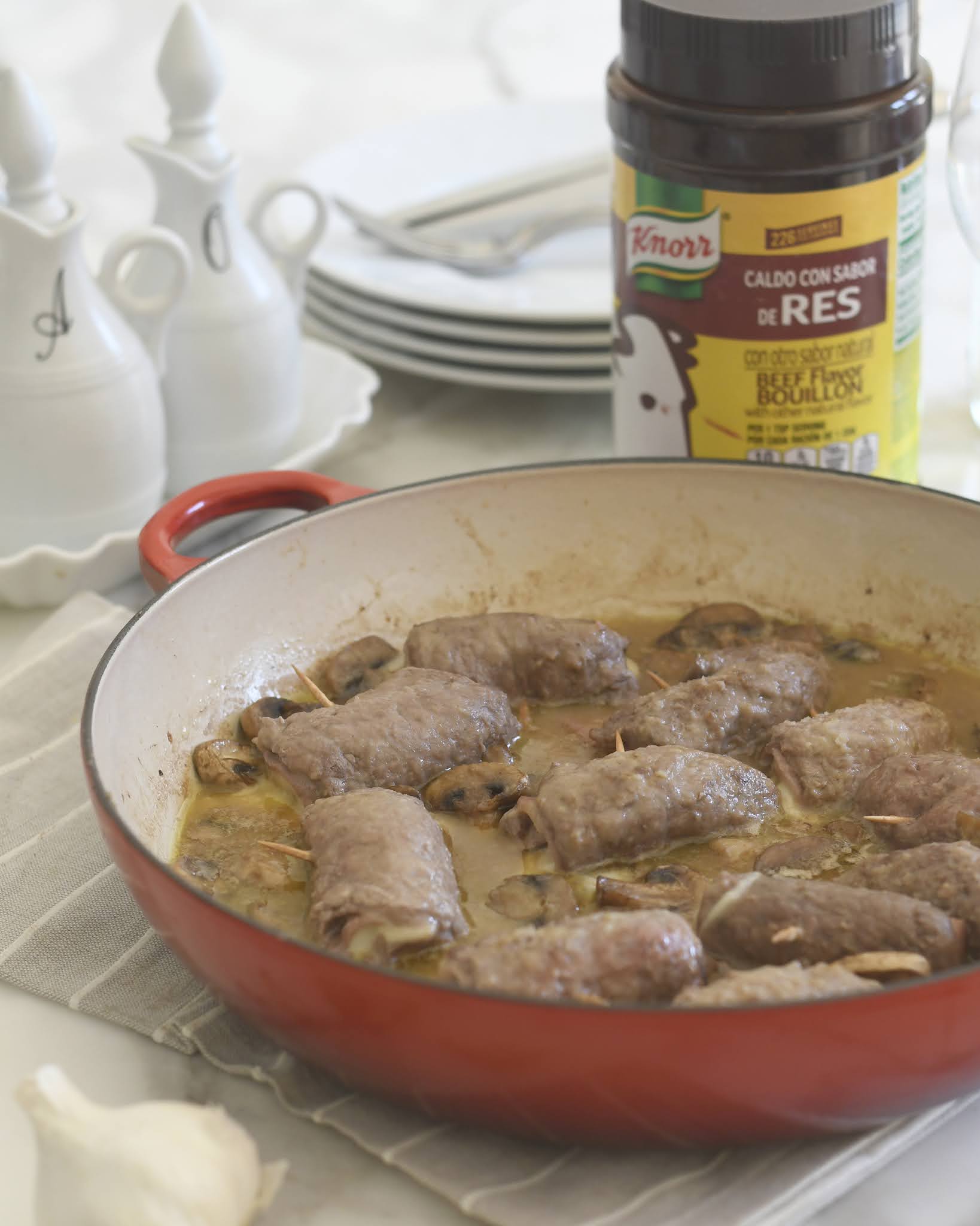 Cooking with Manuela Involtini Italian Stuffed Beef Rolls with Mushroom Sauce