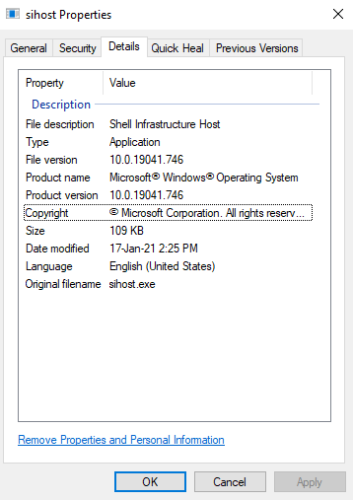 Windows 10_3의 Sihost.exe 프로세스