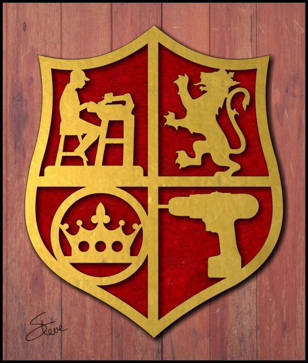 Scrollsaw Scroll Sawyer Coat of Arms Shield Scroll Saw Pattern.