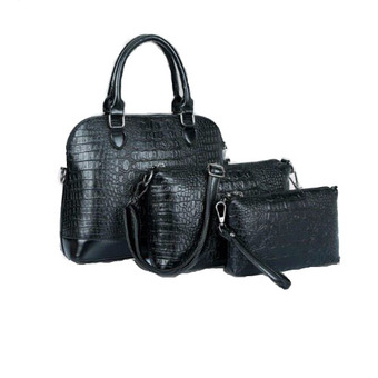 tas wanita tas fashion exclusive croco leather 3in1 black tas wanita tas fashion exclusive croco leather 3in1 black
