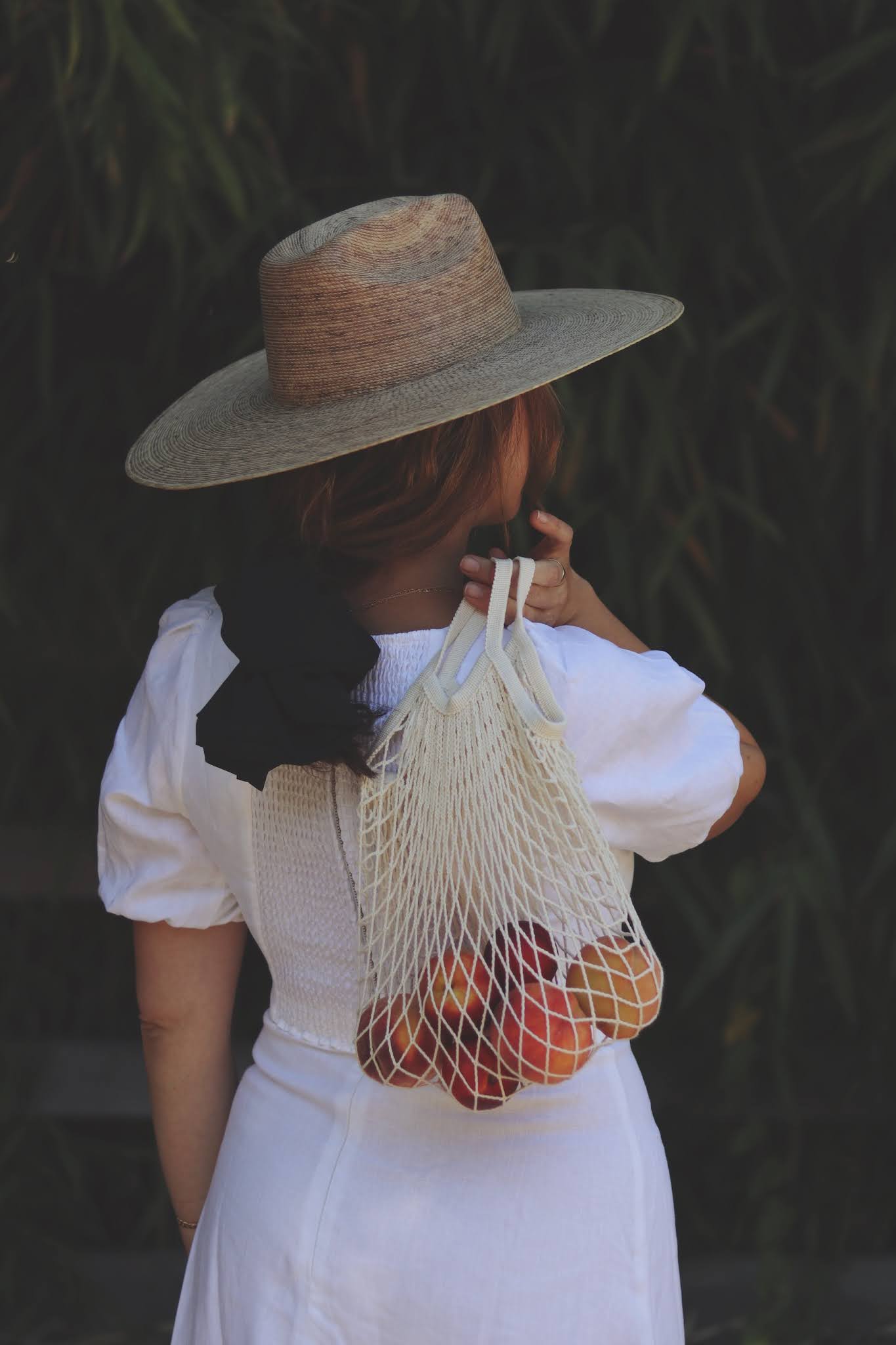 reformation linen two piece lack of color palm hat summer white outfit 2