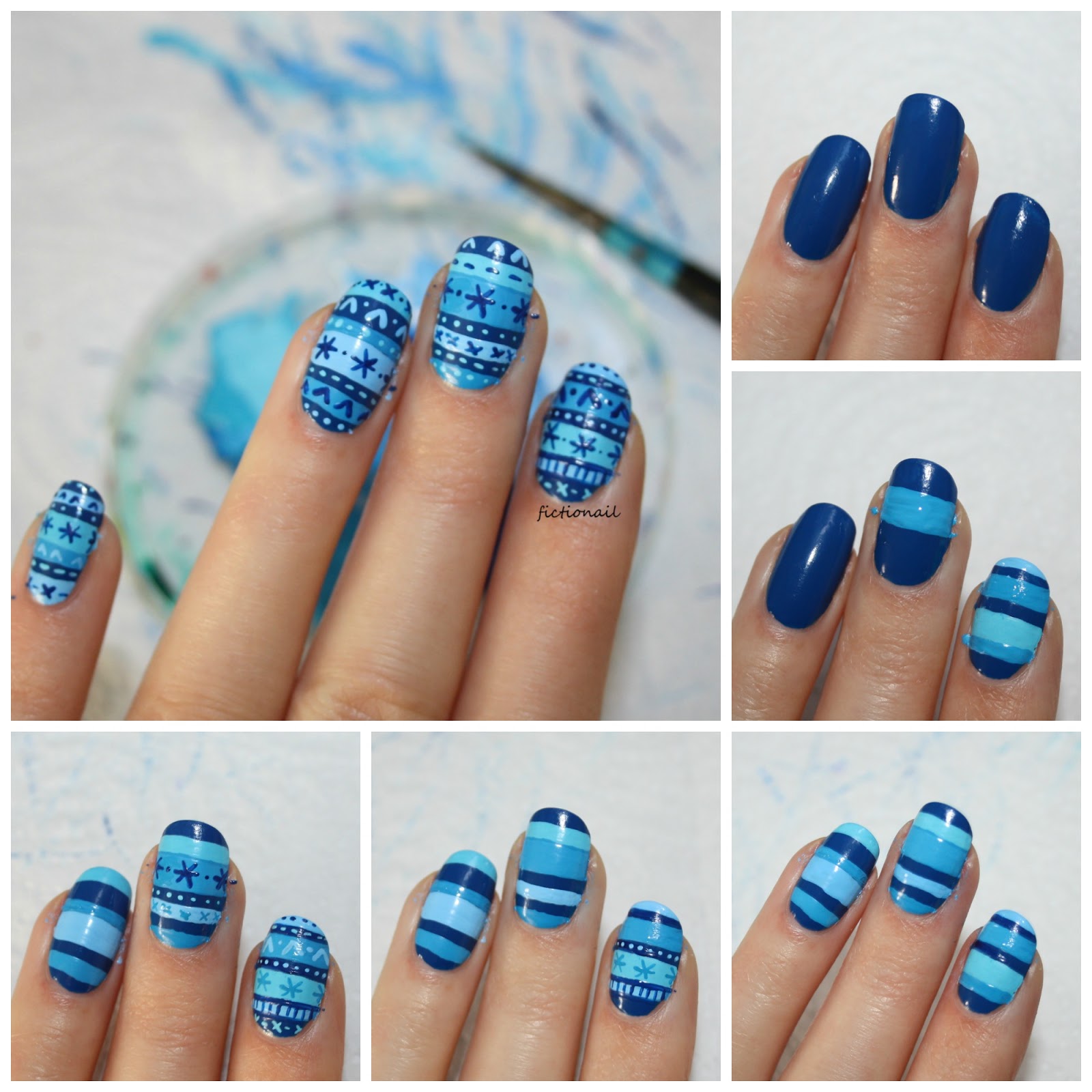 Blue Winter Sweater Nails