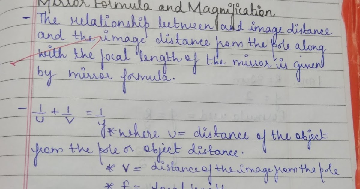 Class 10 Physics Mirror Formula