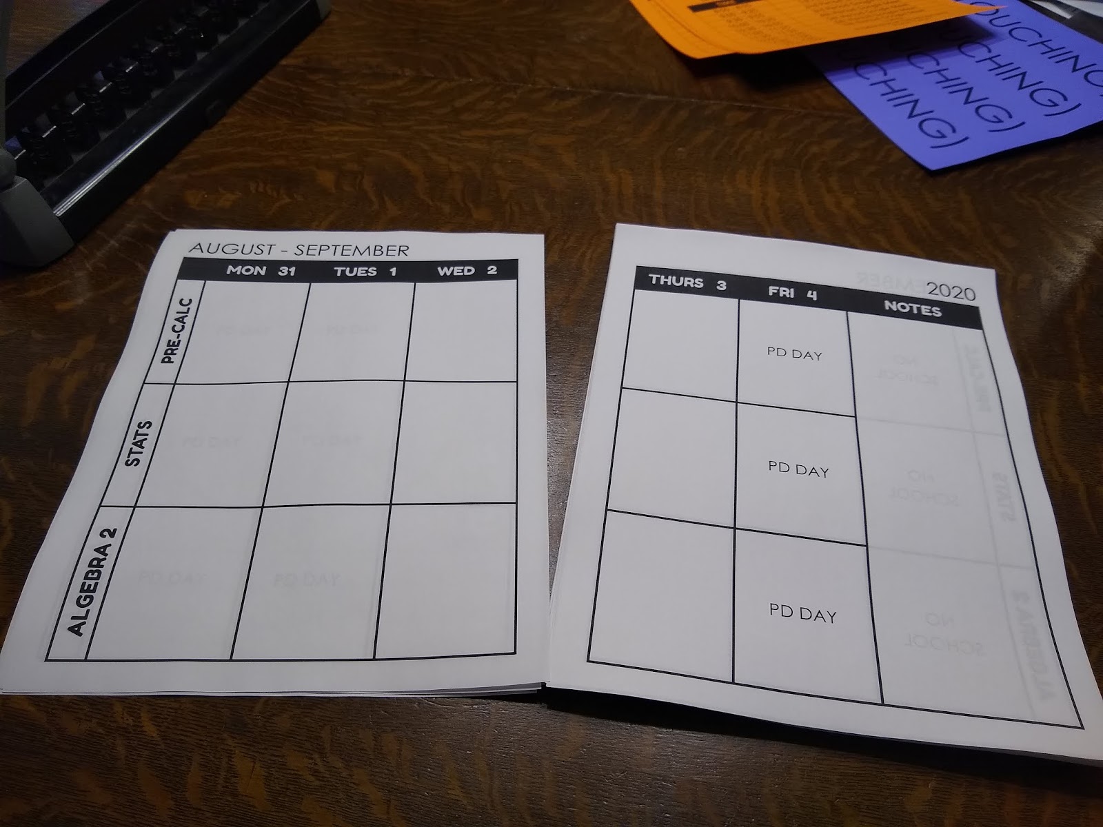 Free Printable Lesson Plan Book for Math Teachers 