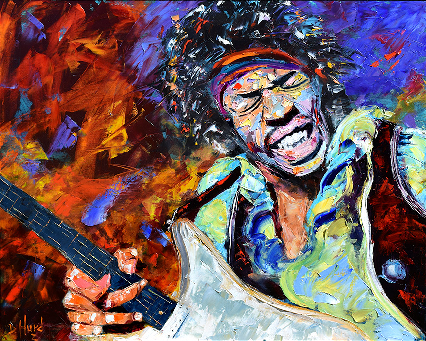 Debra Hurd Original Paintings AND Jazz Art Jimi Hendrix Portrait