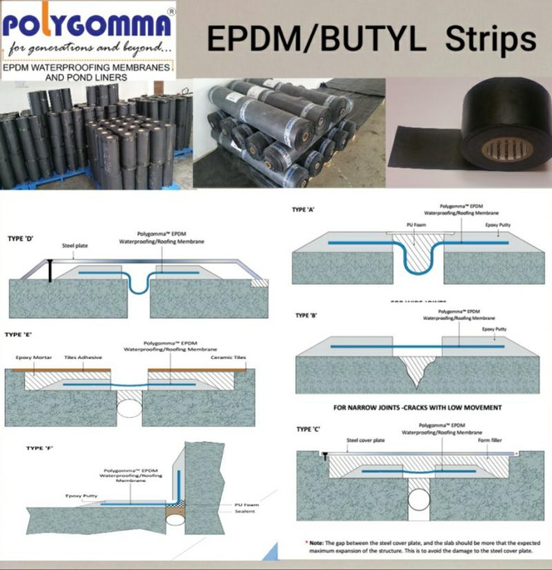 Polygomma EPDM waterproofing membrane and pond liner Waterproofing of Expansion jojnt