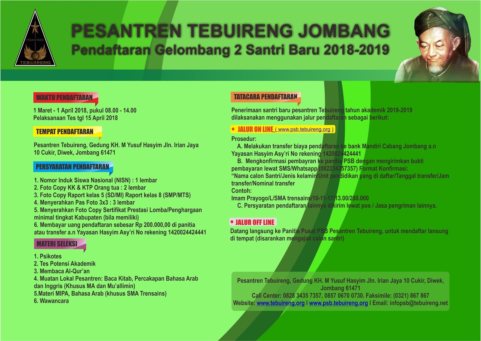 Pendaftaran Pondok Pesantren Tambak Beras Jombang 2020