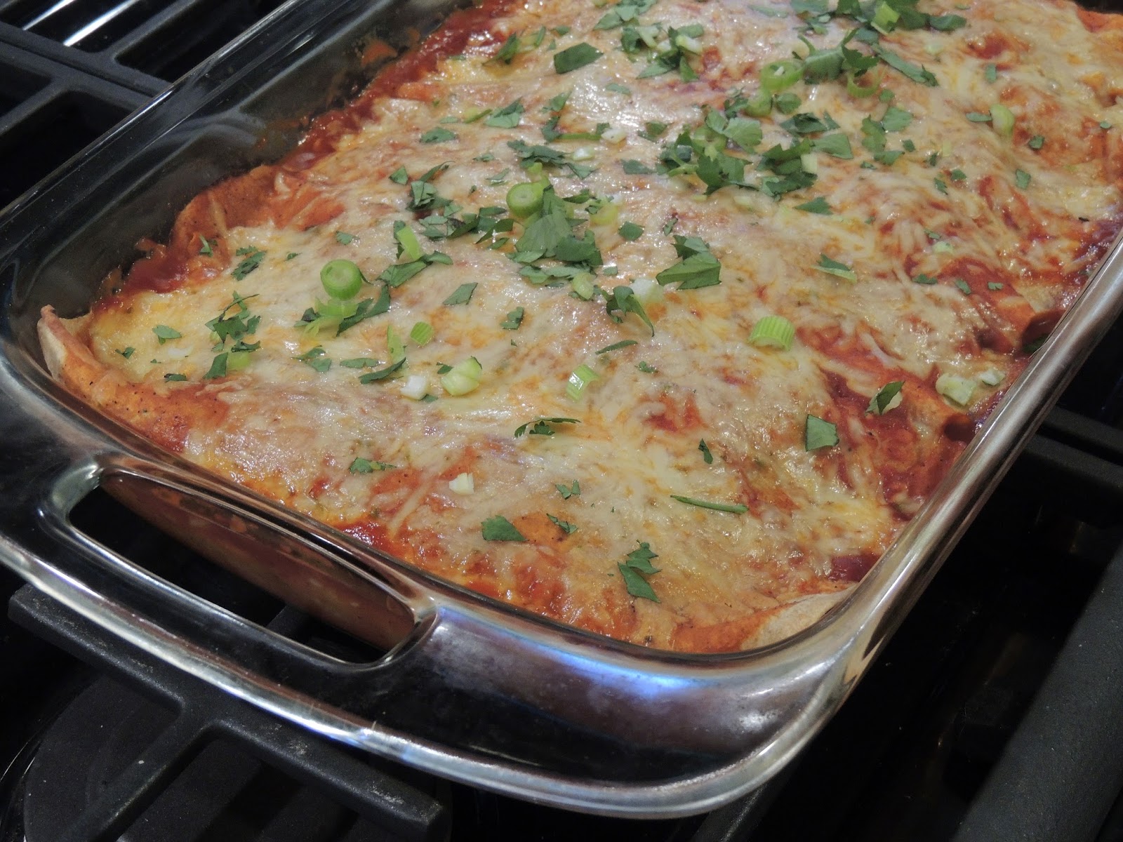 Gas Stove Girl Beef, Zucchini and Spinach Enchiladas