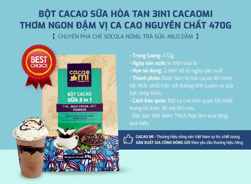 Bột Cacao Sữa Hoà Tan 3in1 Thơm Ngon Cacaomi 470g