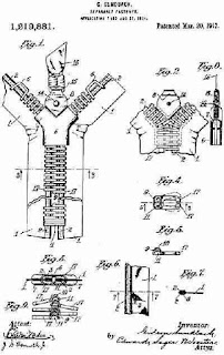 Gideon Sundback’s patent drawings for the modern zipper.