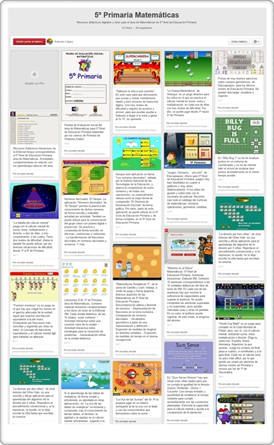 "Conjunto de juegos y actividades de Matemáticas de 5º de Primaria"