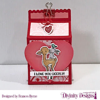 Stamp/Die Duos: Fur-Ever Friends   Custom Dies: Milk Carton With Layers, Festive Favors (Heart), Sentiment Strips  Paper Collection: Sweet Hearts 