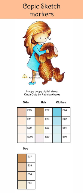 copic marker color chart for happy puppy digital stamp