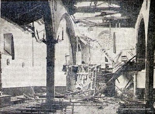Candelario salamanca Iglesia parroquial en 1929 despues del rayo
