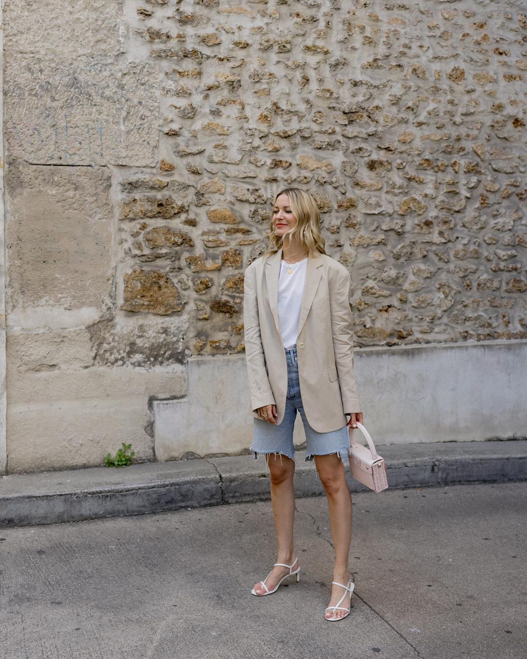See How This Paris-Based Influencer Wears Denim Bermuda Shorts
