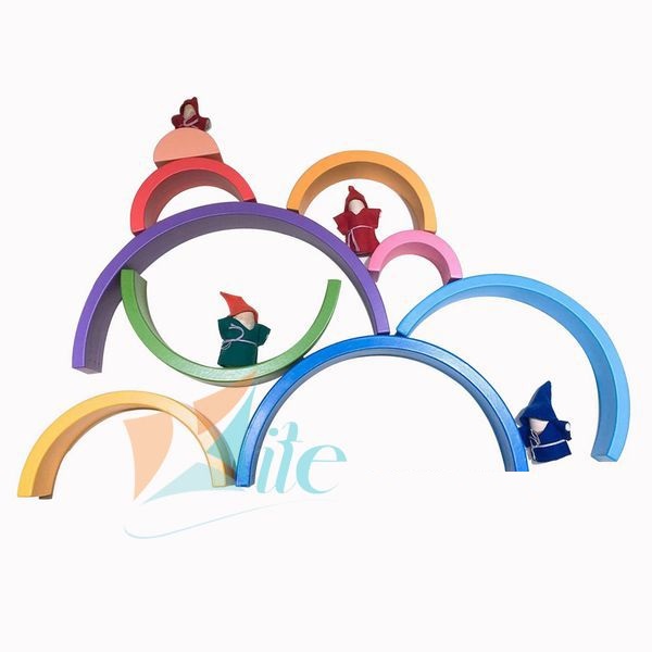 Bộ xếp hình gỗ cầu vồng (kèm học liệu)