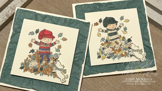 Seasons of Fun by Stampin' Up | Boys in leaves, cat in leaf pile, dog jumping to catch leaf