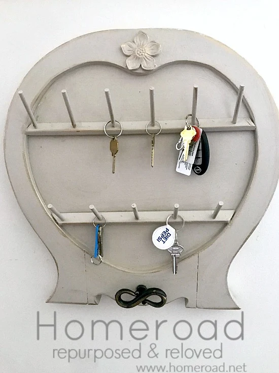 Farmhouse Style Repurposed Chair into Key Organizer