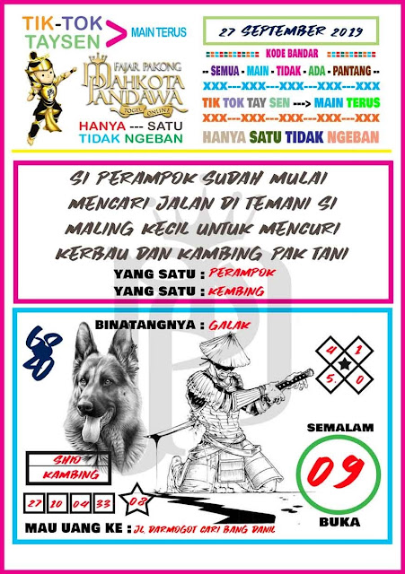 Kode Fajar Pakong Hari Ini 2019