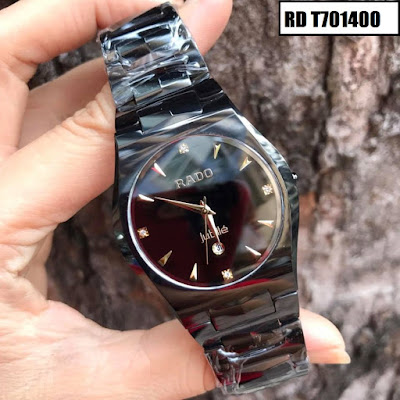 đồng hồ nam dây đá ceramic đen bóng RD T701400