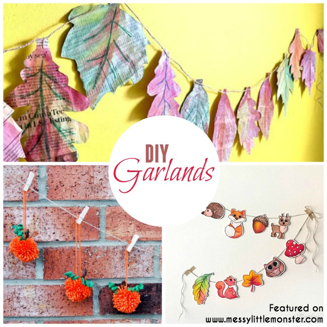 DIY garlands craft ideas.  How to make simple, quick and easy indoor decorations for Autumn (Fall).