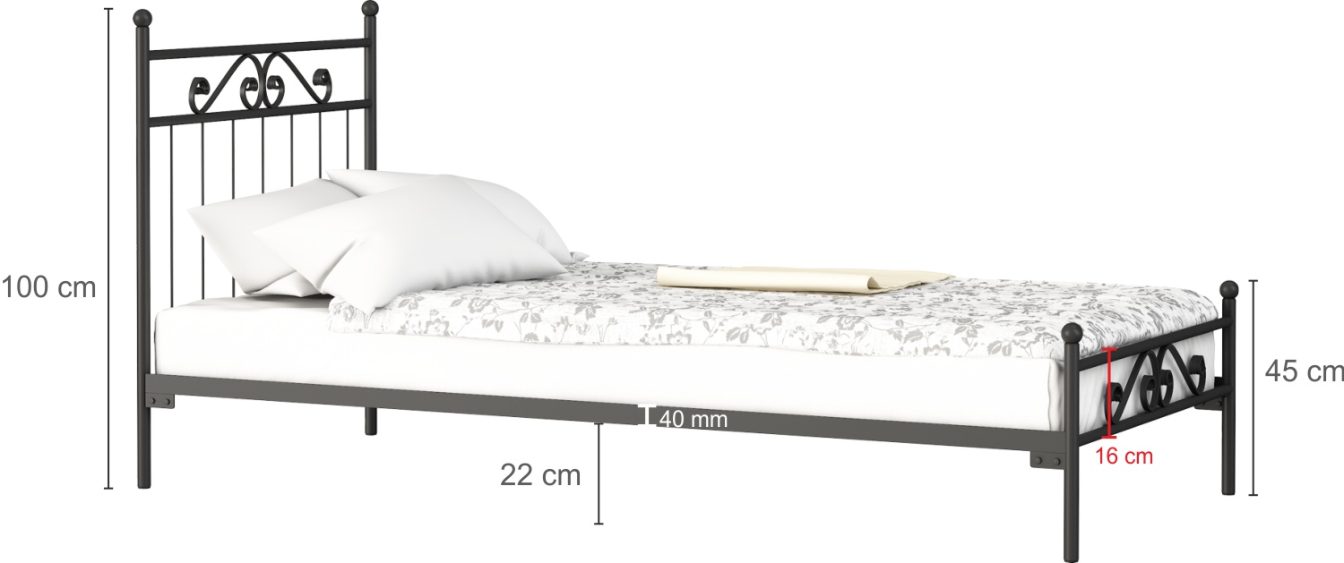 Łóżko metalowe wzór 2J (80-120 cm)